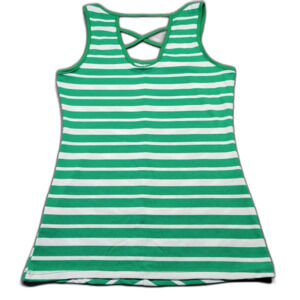 Esti Couture Green Tank Top Stretch Bold White Stripe Preppy NEW Women's Size M